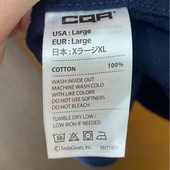 CQR Men's Shirt Large Navy Blue Long-Sleeve Button-Up With Corduroy Collar - Picture 4 of 4